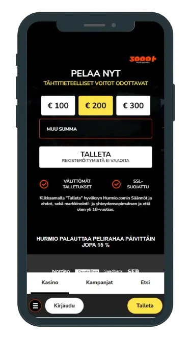 Hurmio Casino peliaula mobiilissa