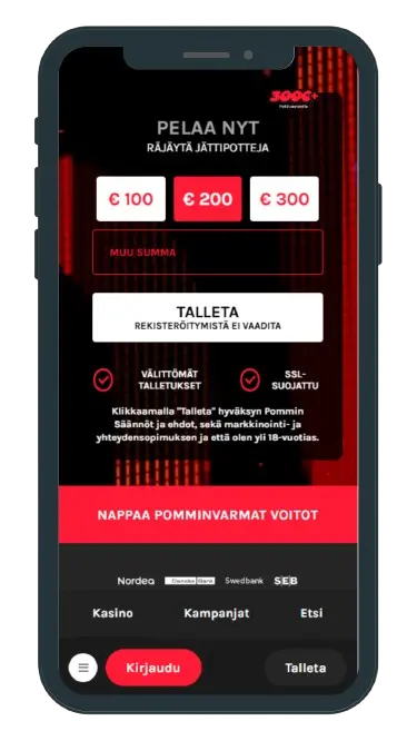 Pommi Casino peliaulassa mobiilissa