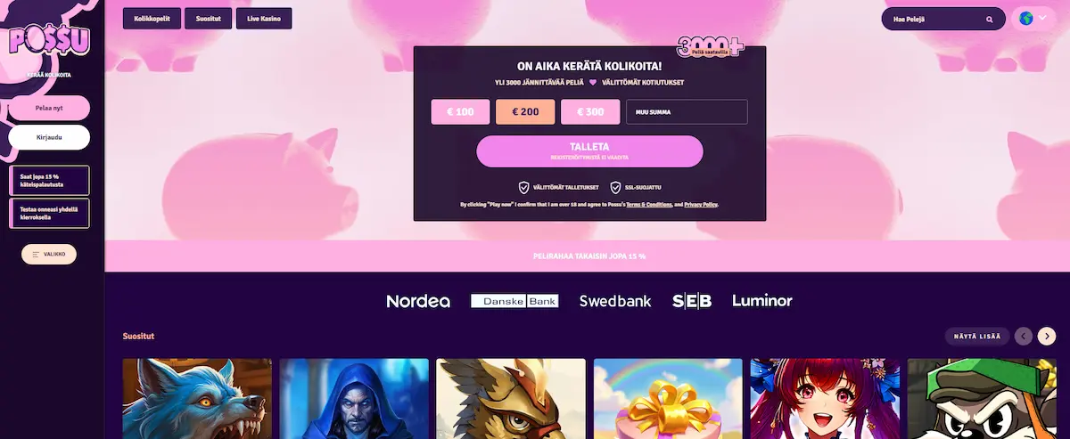 possu kasinon peliaula ja parhaat kolikkopelit